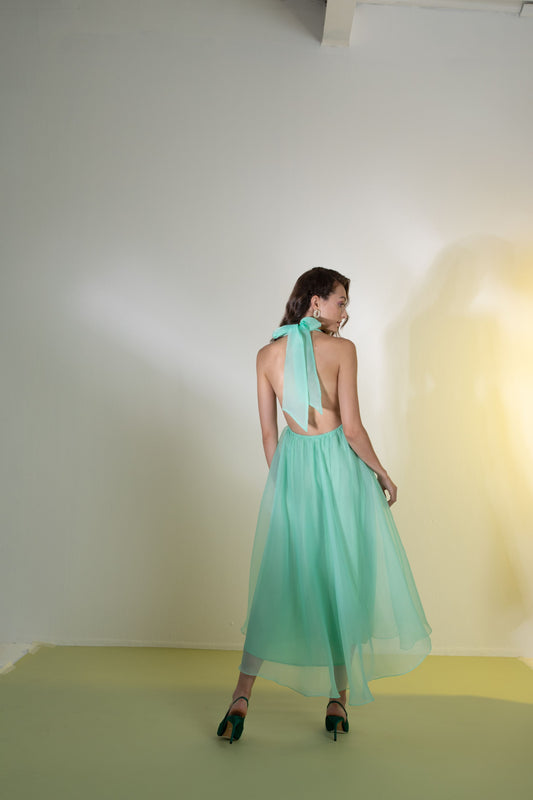 Minty Halter Long Dress